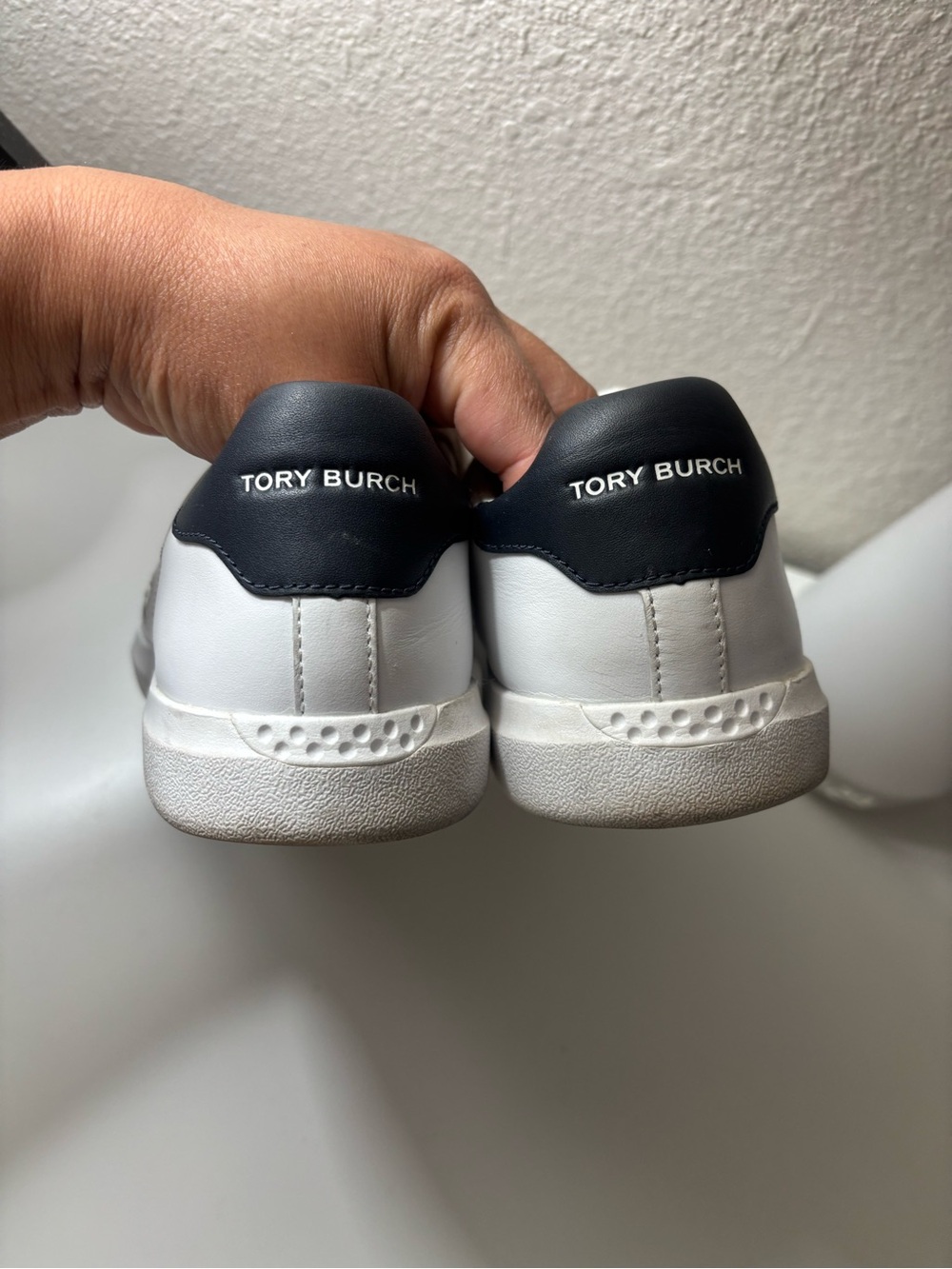 Tory Burch White Sneakers with Black Heel Tab